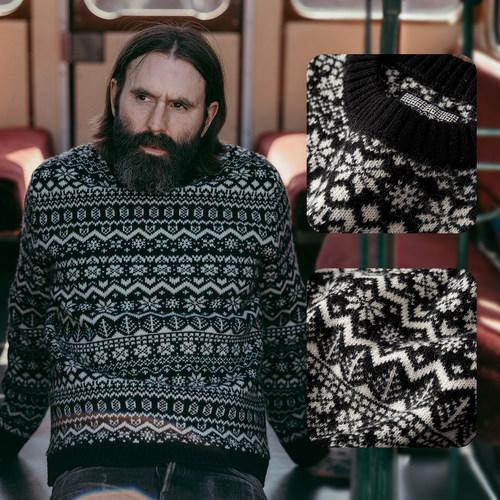 【限定款】MTROBSON 重磅羊毛圆领套头衫毛衣美式复古男女费尔岛