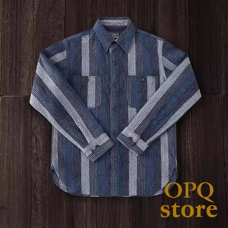 【现货】STUDIO D'ARTISAN 小猪 刺子 提花 衬衫 日产蓝染