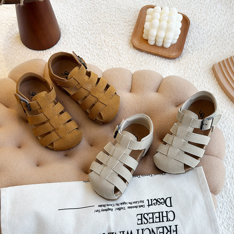 ins镂空博肯凉鞋2026夏季新款韩版女童包头公主鞋男童厚底沙滩鞋