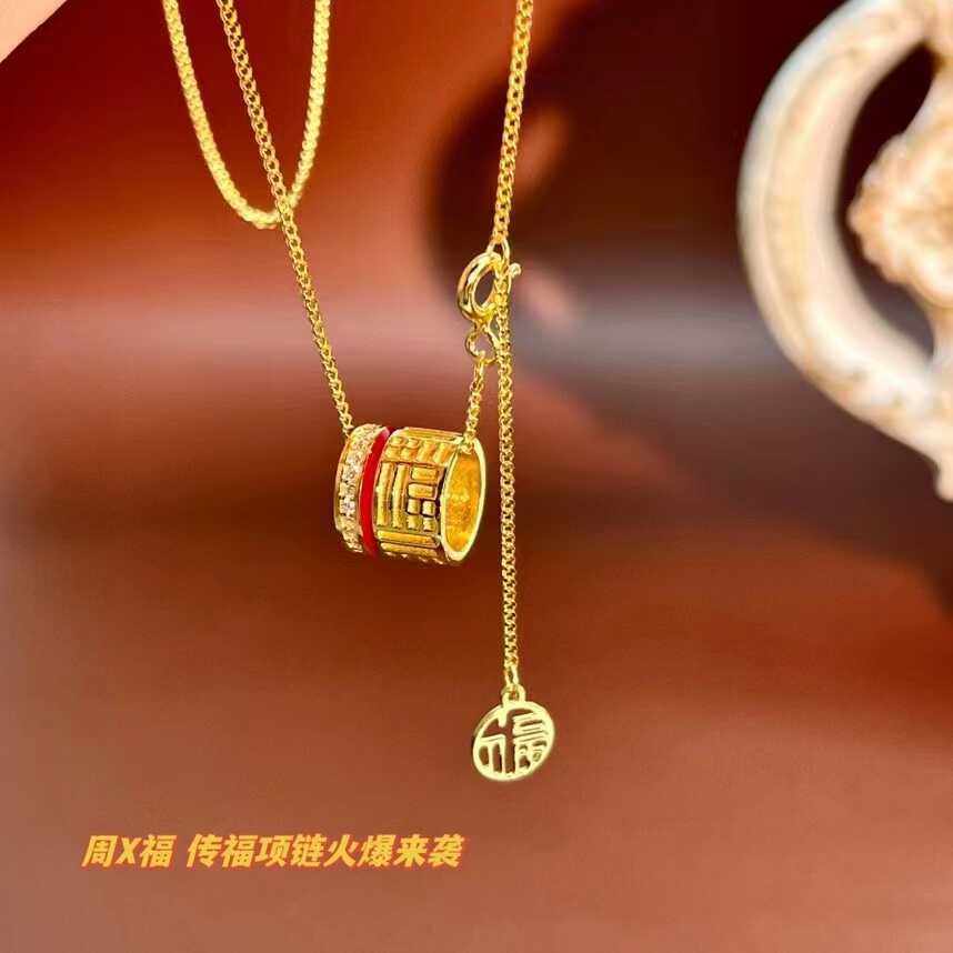 s925纯银新款传福系列送礼女友福气小蛮腰项链新中式时尚锁骨链
