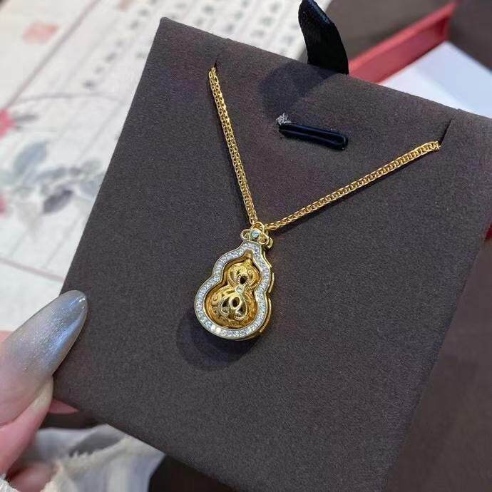 S925纯银旋转葫芦项链女新中式福禄转运吊坠锁骨链套链金店同款