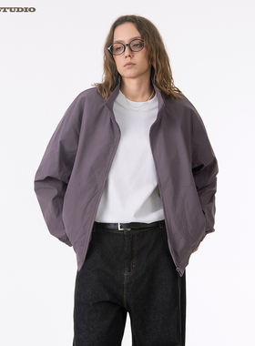 ASOT 纯色夹克中性风cozyfit春秋日系无性别宽松休闲立领外套