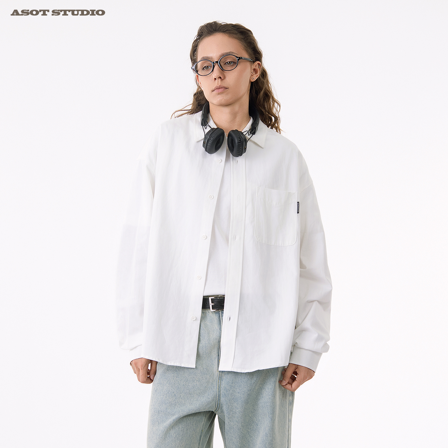 ASOT 纯色长袖衬衫中性风cozyfit春秋日系宽松休闲无性别简约上衣