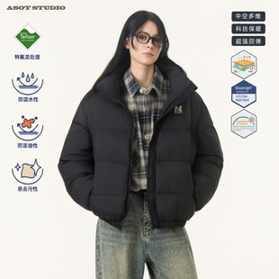 ASOT 复古保暖外套 特氟龙防泼水贴布绣字母立领棉服男女秋冬美式