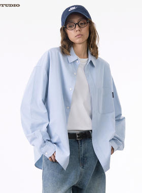 ASOT 纯色长袖衬衫中性风cozyfit春秋日系宽松休闲无性别纯棉衬衣
