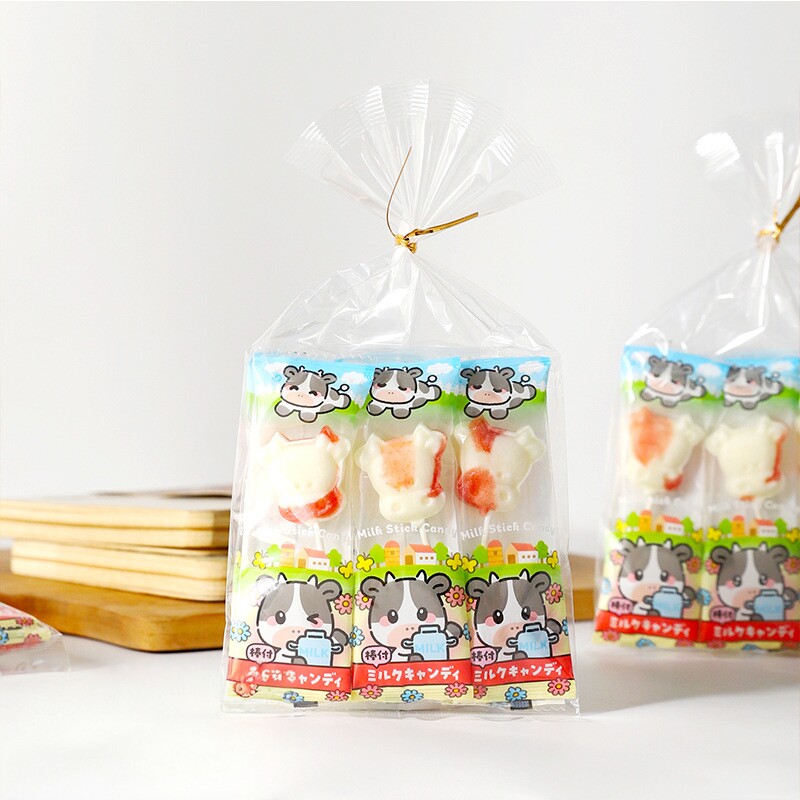日本进口浪速制果牛奶草莓味棒棒糖袋装儿童水果硬糖果休闲小零食