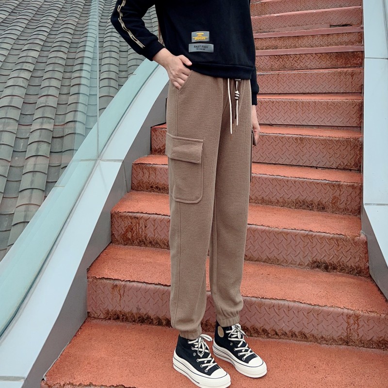 高个子加长工装裤女2023秋季新款美式束脚运动卫裤高腰宽松休闲裤