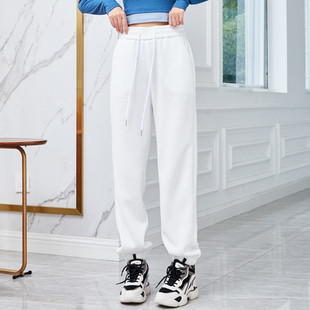 超长卫裤 白色羊羔绒运动裤 高个子加长加厚绒束脚裤 新款 女2024冬季