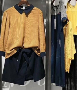 品牌女装折扣春夏季新款淑女气质时尚显瘦条纹两件套职业套装