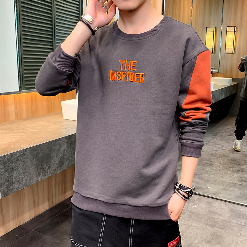 Spring new round neck sweater men's fashion Korean Pullover Top coat Long Sleeve Shirt