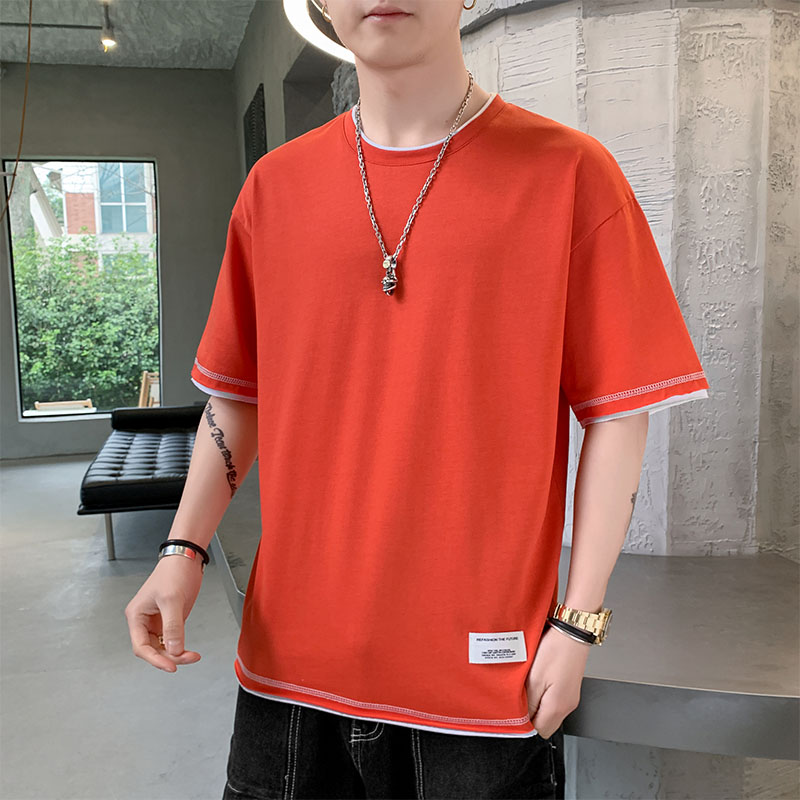 Summer short sleeve t-shirt men's trend versatile men's half sleeve T-shirt simple top fashion