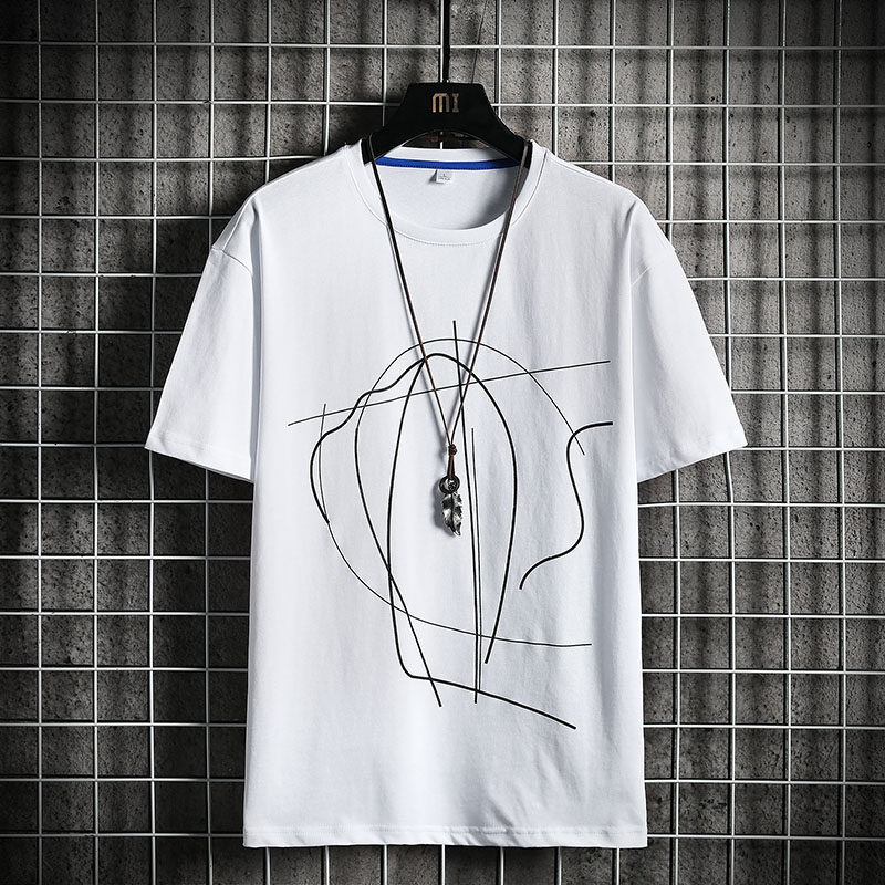 寬鬆夏季新款卡通印花大碼恤純棉男裝短袖