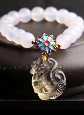 如意吊坠白玛瑙单圈天然黄水晶