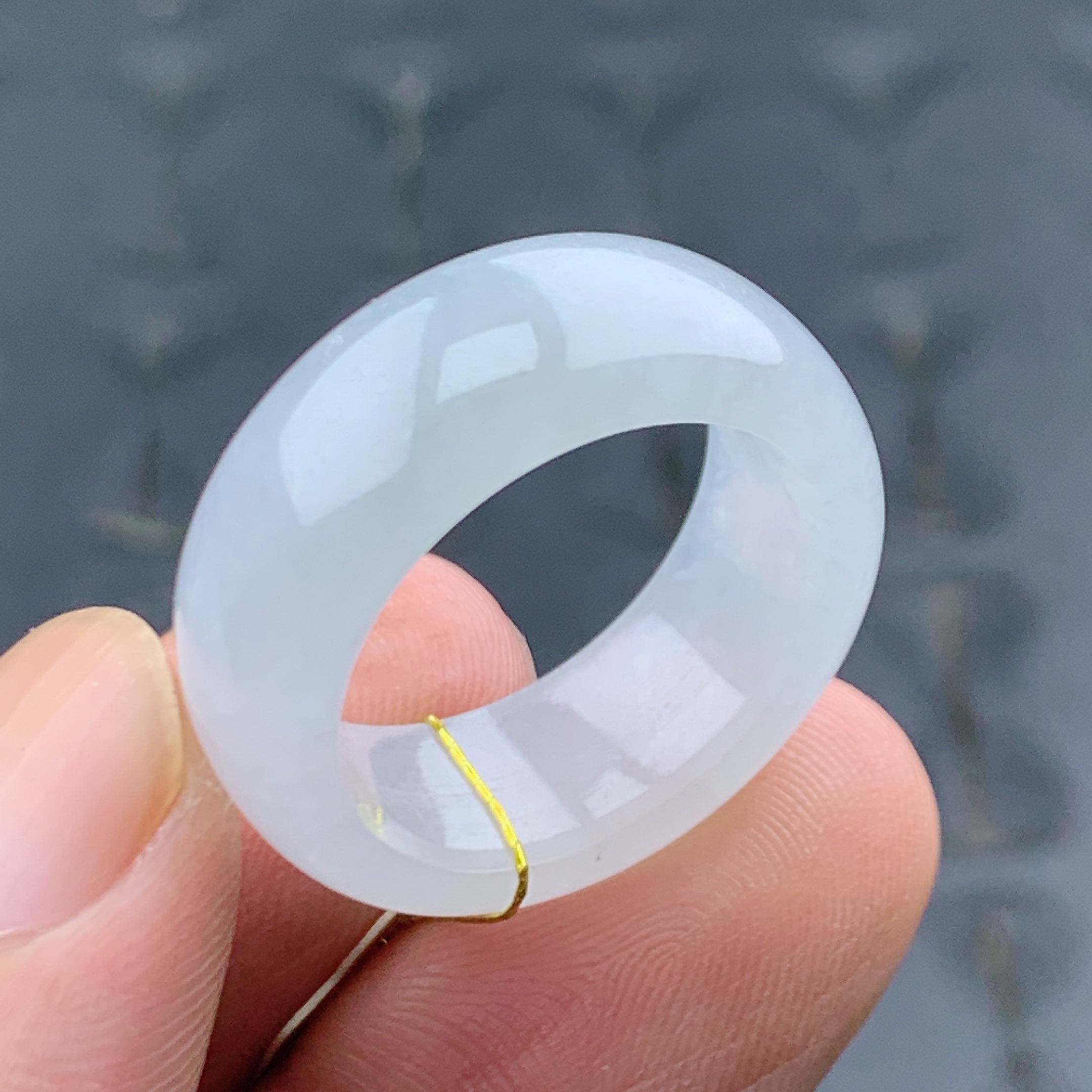 20号 内径19mm 天然a货玉戒指女宽戒缅甸翡翠男轮胎白月光 T321