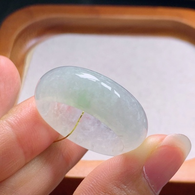23-24号缅甸天然A货翡翠 T1137 内径20.5mm 冰飘花轮胎戒指扳指