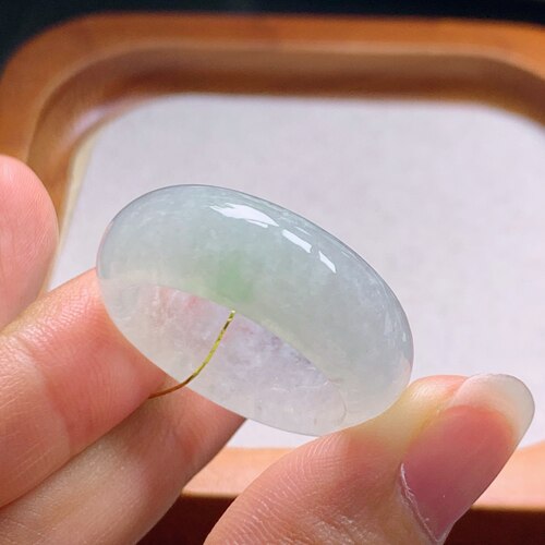 23-24号缅甸天然A货翡翠 T1137 内径20.5mm 冰飘花轮胎戒指扳指