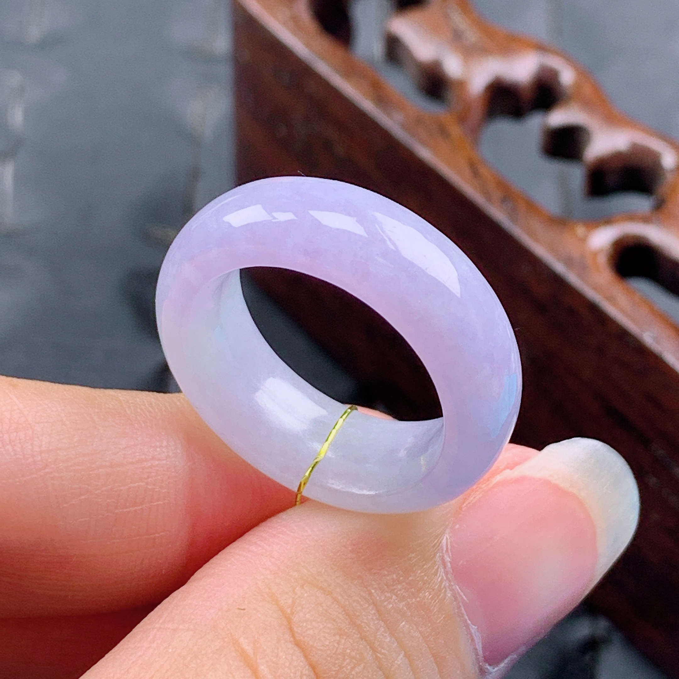 14号缅甸天然A货翡翠 T843 内径17.3/7.3/4mm 紫罗兰戒指