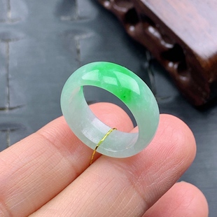 11.12号缅甸天然A货翡翠 T1039 内径16.4mm 冰阳半山水宽边戒指