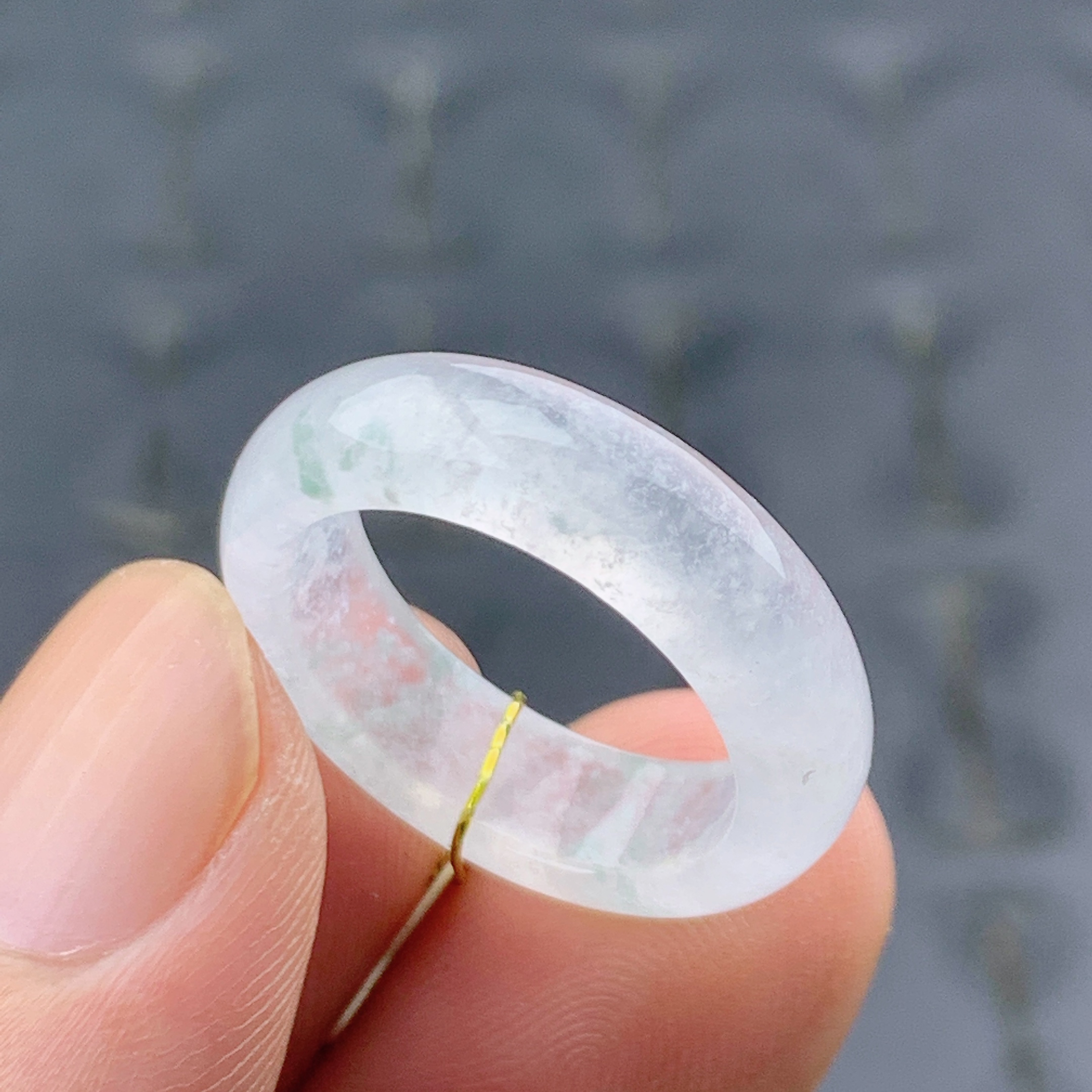 14号 内径17.5mm 缅甸天然a货翡翠戒指男女款指环白冰戒圈 T325