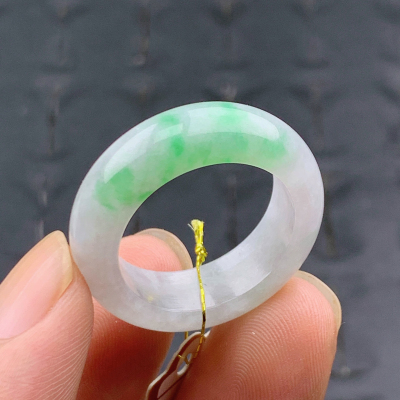 #24号缅甸天然A货20.6mm 飘阳绿翡翠戒指轮胎男指环女扳指 T290