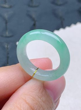 11号缅甸天然A货翡翠T528 内径16.2mm 冰绿起胶戒指阳绿指环素圈