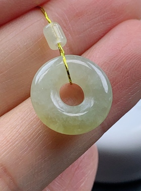 缅甸天然A货翡翠 T1072 尺寸18.3/14.3/3.6mm 冰黄甜甜圈吊坠