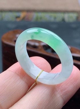 22号缅甸天然A货翡翠 T873 内径19.9/5.8/3.5mm 冰胶飘绿戒指