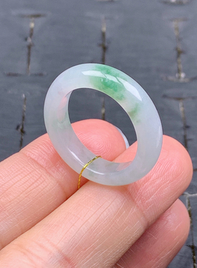 16-17号缅甸天然A货翡翠T644 内径18/5.3/3.7mm 飘花戒指指环