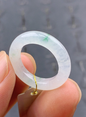 #11号缅甸天然A货16.4mm 飘花翡翠戒指戒圈玉指环男女素圈 T269