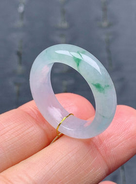 15号缅甸天然A货翡翠T594 内径17.5/5.9/3.5mm 冰胶飘花戒指素圈