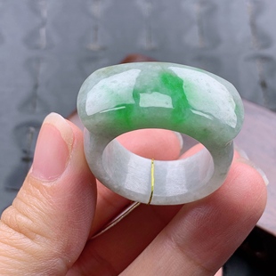 13.8 内径21.8 4.1mm飘绿马鞍戒指扳指 T980 27号缅甸天然A货翡翠