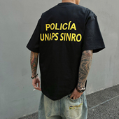 UNAPS夏季 tee T恤男女纯棉半袖 重磅300克美式 刺绣印花督察宽松短袖