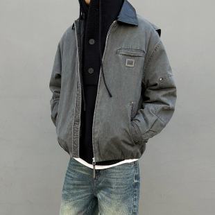 【UNAPS】底特律6.2短款工装羽绒服男女保暖做旧翻领羽绒夹克外套