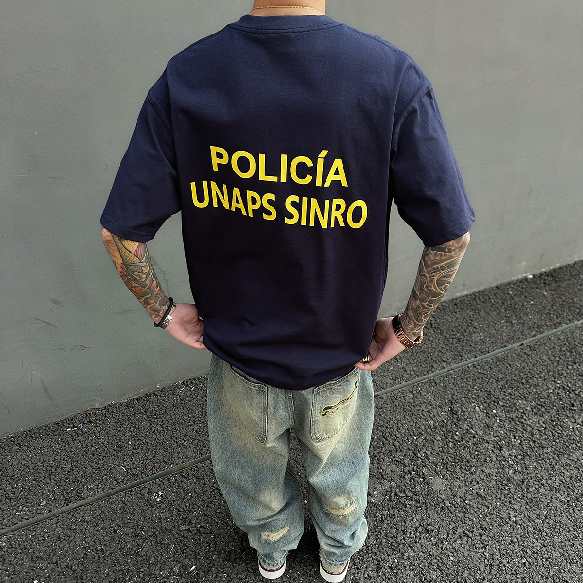 300美式刺绣印花督察宽松短袖T恤