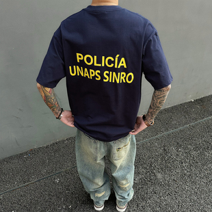 tee T恤男女潮流纯棉半袖 UNAPS重磅300克美式 刺绣印花督察宽松短袖