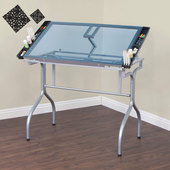 折叠现代玻璃顶部可调节起草桌工艺桌绘画桌爱好桌写字台工作室桌