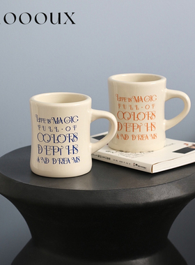 陶瓷奶油字母ins马克杯 双色情侣杯