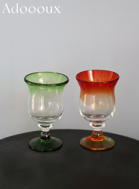 Adoooux孤品渐变晕双色手工吹制迷你情侣/子母酒杯/果汁杯/家居摆
