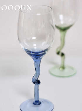 孤品·人工吹制纽结中古甜酒杯气泡酒杯子红酒杯高脚杯子起泡酒杯