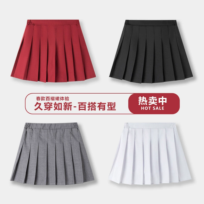 2025新款女童半身裙防走光百褶裙韩版儿童百搭学院风短裙小学生校