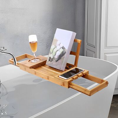 Expandable Bathtub Shelf Bamboo Bathtub Tray Adjustable