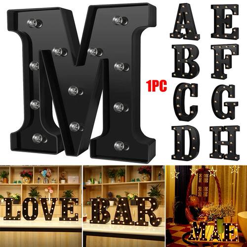 LED Black Letter Light 26 English Night Light Large
