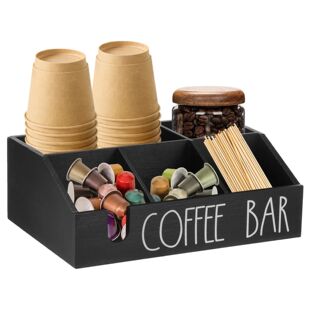 Box Storage Coffee Pod Compartment Wood Multi Wooden