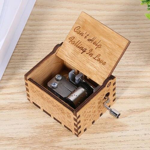 Wooden Hand Crank Music Box Exquisite Vintage Wood Music