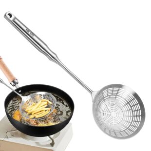 Mesh Strainer with Handle Stainless Steel Slotted Kitchen