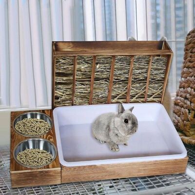 Rabbit Hay Feeder with Litter Box Cage Accessories Hamster