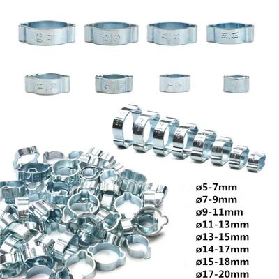 10Pcs Zinc Plated Double Ears Hose Clamps Worm Drive