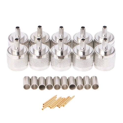 10Pcs/Set N Type Male Plugs for RF Coaxial Cable RG58 RG142