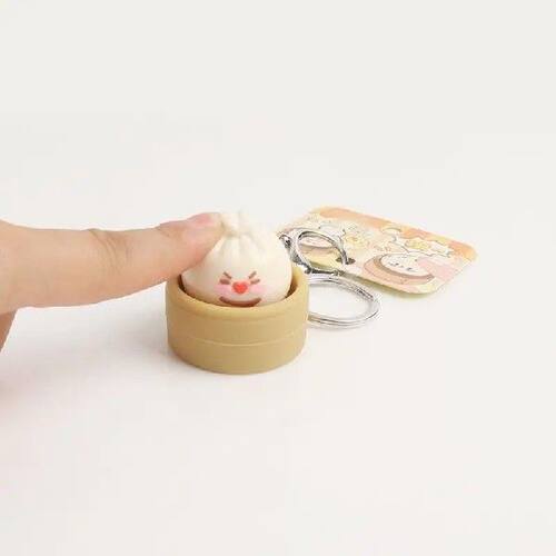 1Pcs Decompression Bun Clicker Keychain Mini Steamed Bun