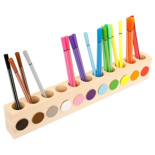 Wood Pencil Holder with 11 Holes Rounded Corner Design Pen